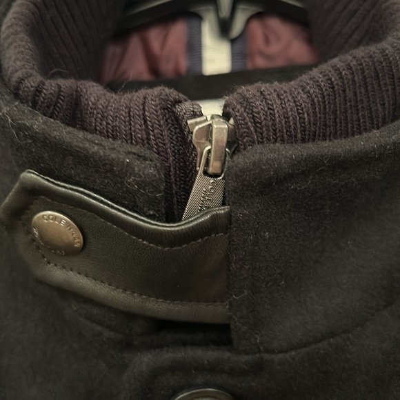 NWT COLE HAAN Men's Melton Jacket / Peacoat in black, sz Medium - Picture 3 of 12